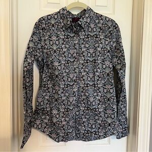 J. Crew Liberty Fabric Sea Grass Perfect Shirt Button Front Size 8